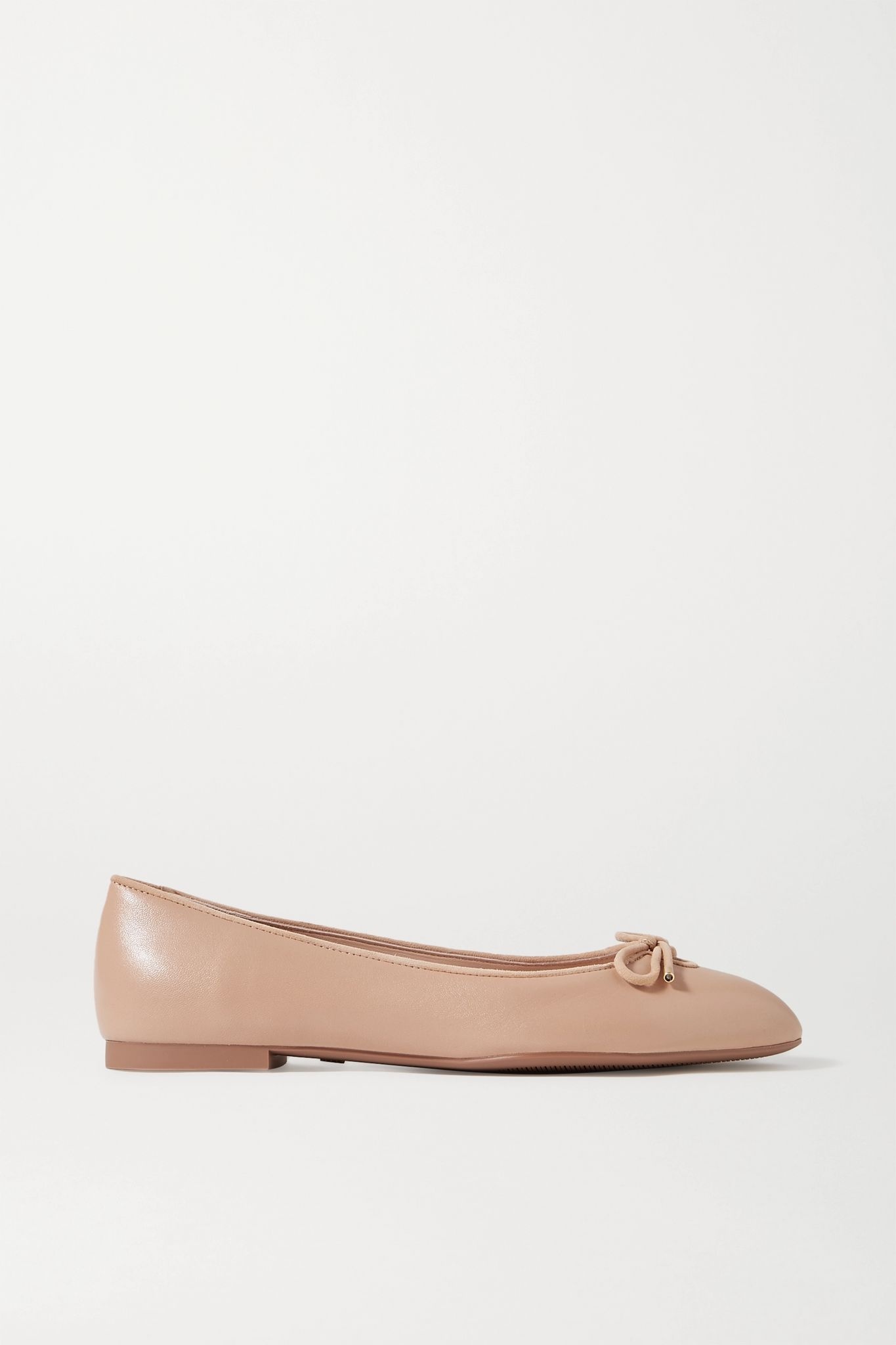 Gabby bow-embellished suede-trimmed leather ballet flats - 1