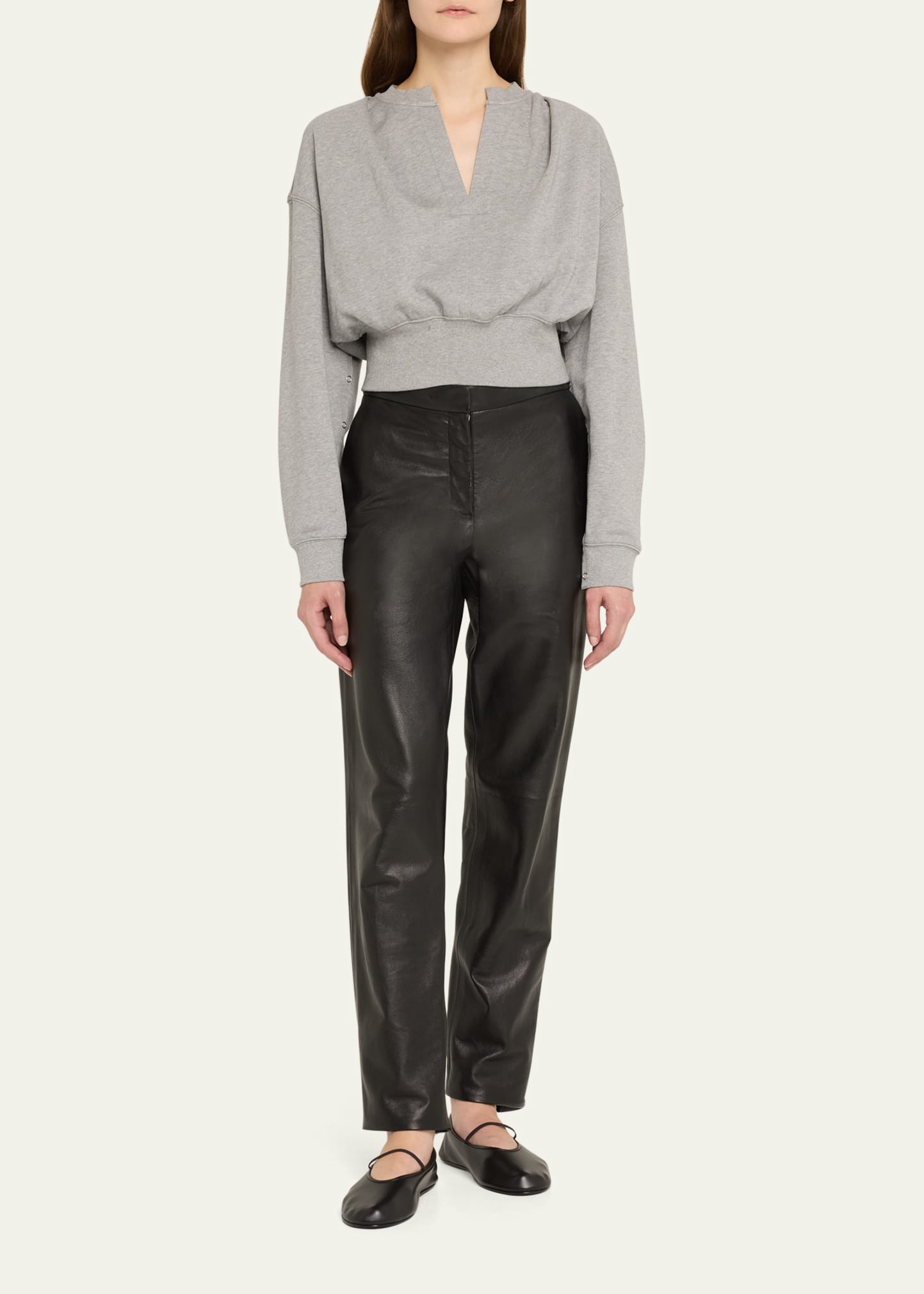 Cropped Sweatshirt with Inseam Snaps - 2