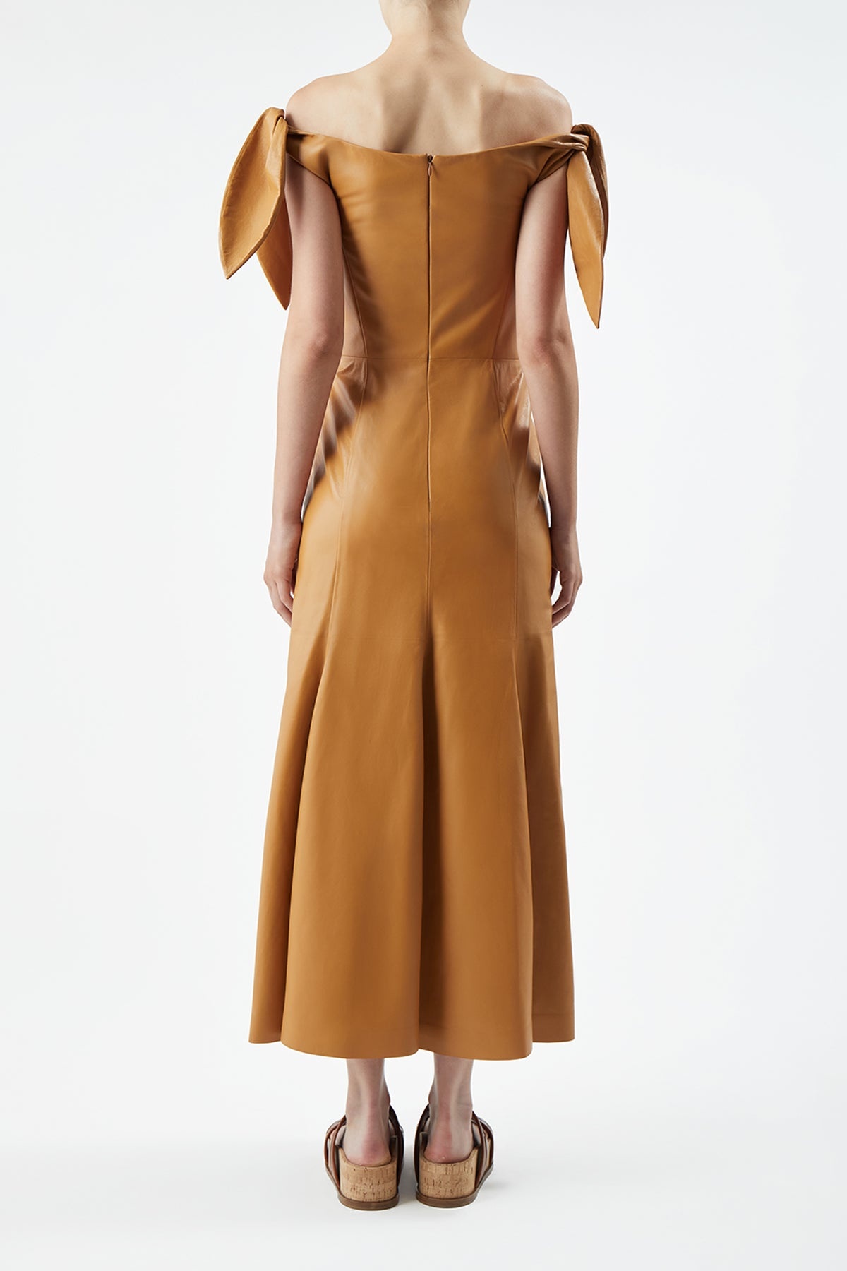 Eda Dress in Cashew Nappa Leather - 5