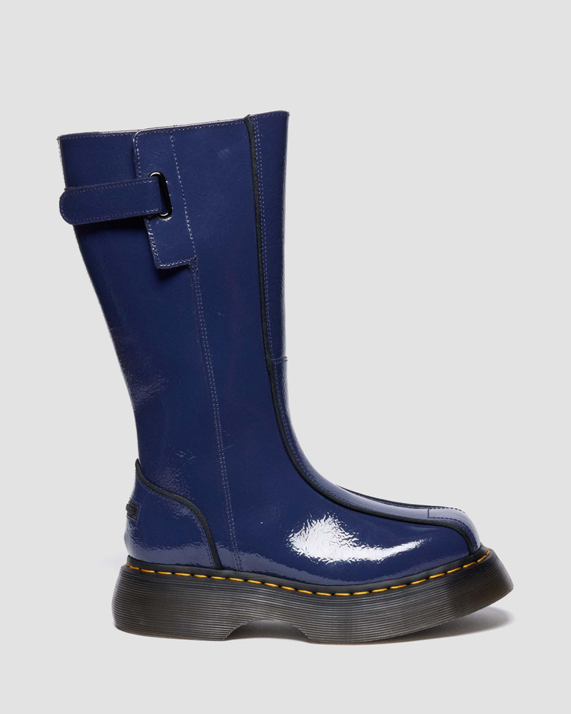 BUZZ HI Tall Distressed Patent Leather Boots - 1