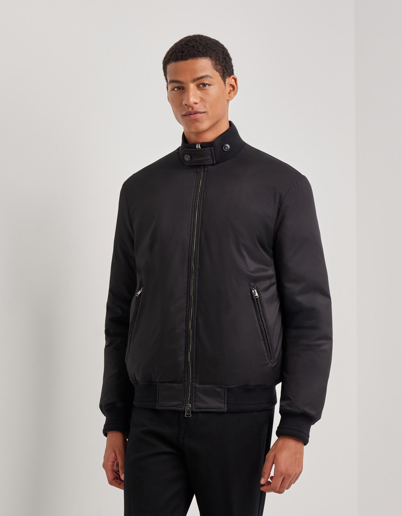 CANALI NUVOLA BLACK PADDED TECHNICAL FABRIC BOMBER JACKET 3
