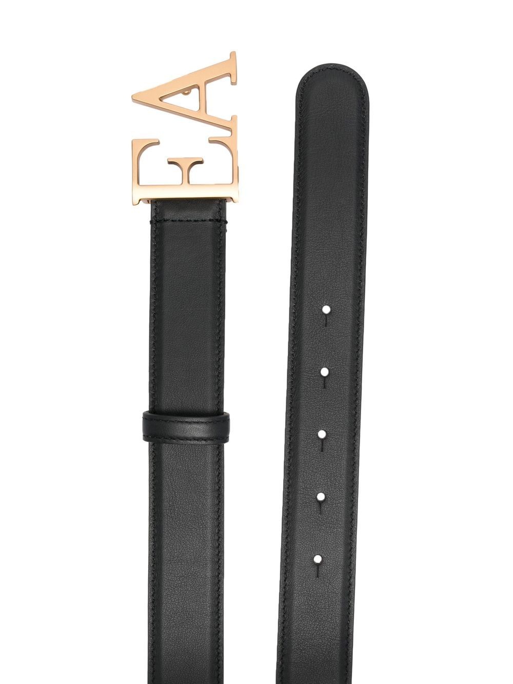 logo-buckle leather belt - 2