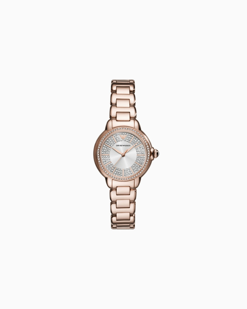 THREE-HAND ROSE GOLD-TONE STAINLESS STEEL WATCH 1