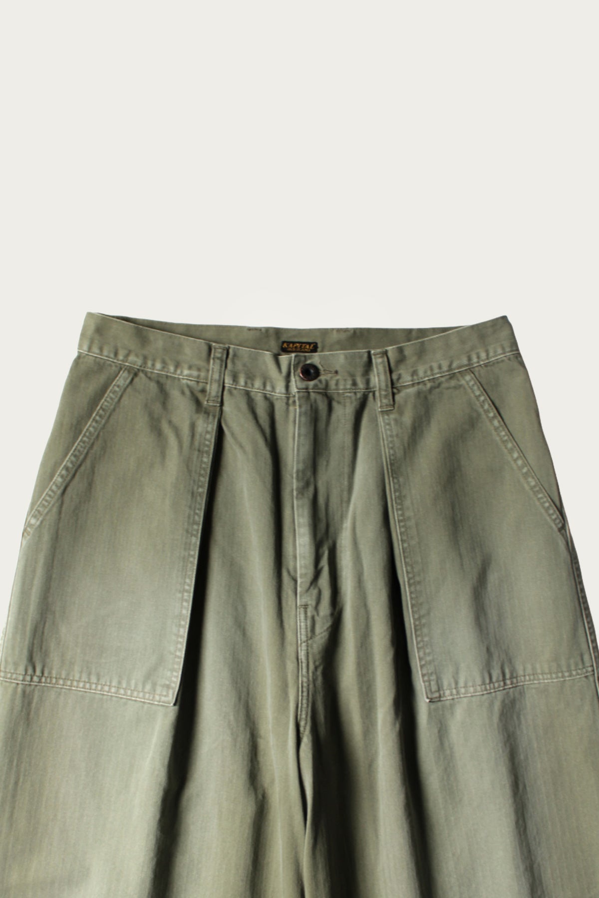Herringbone FATIGUE Baggy Pants - Khaki - 3