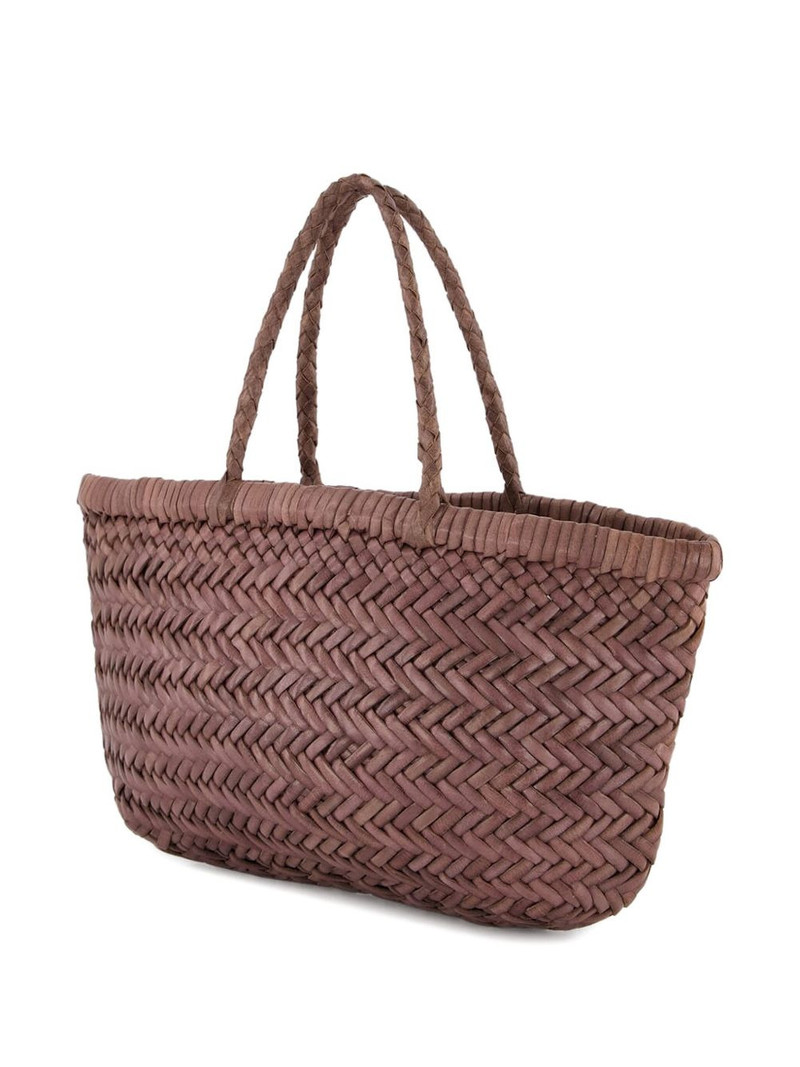 DRAGON DIFFUSION herringbone-weave leather tote bag outlook