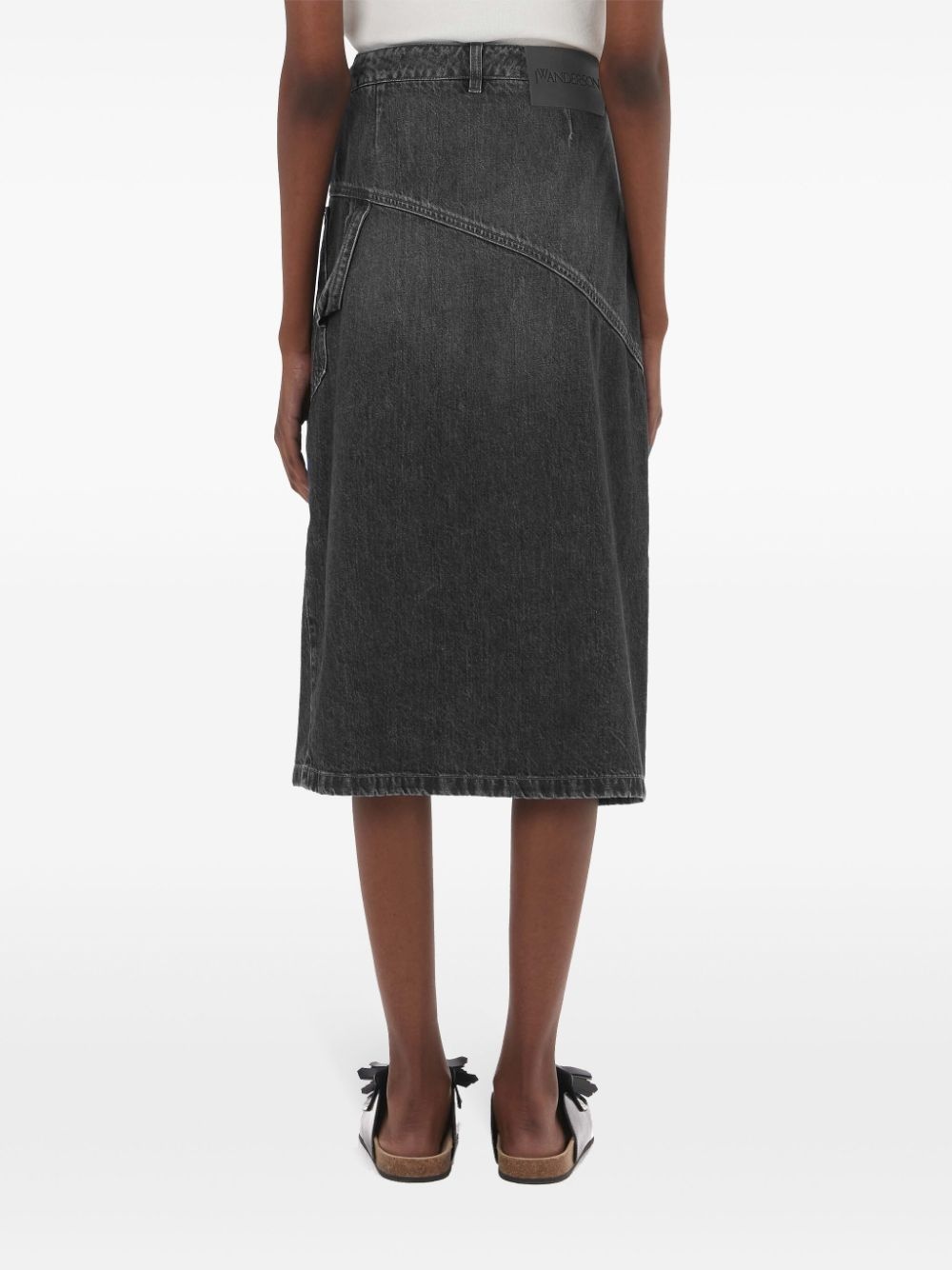 twisted denim midi skirt - 4