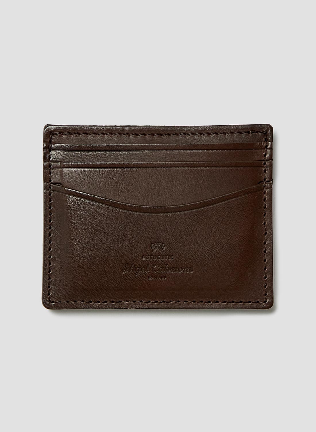 Leather Card Case In Dark Brown - 1