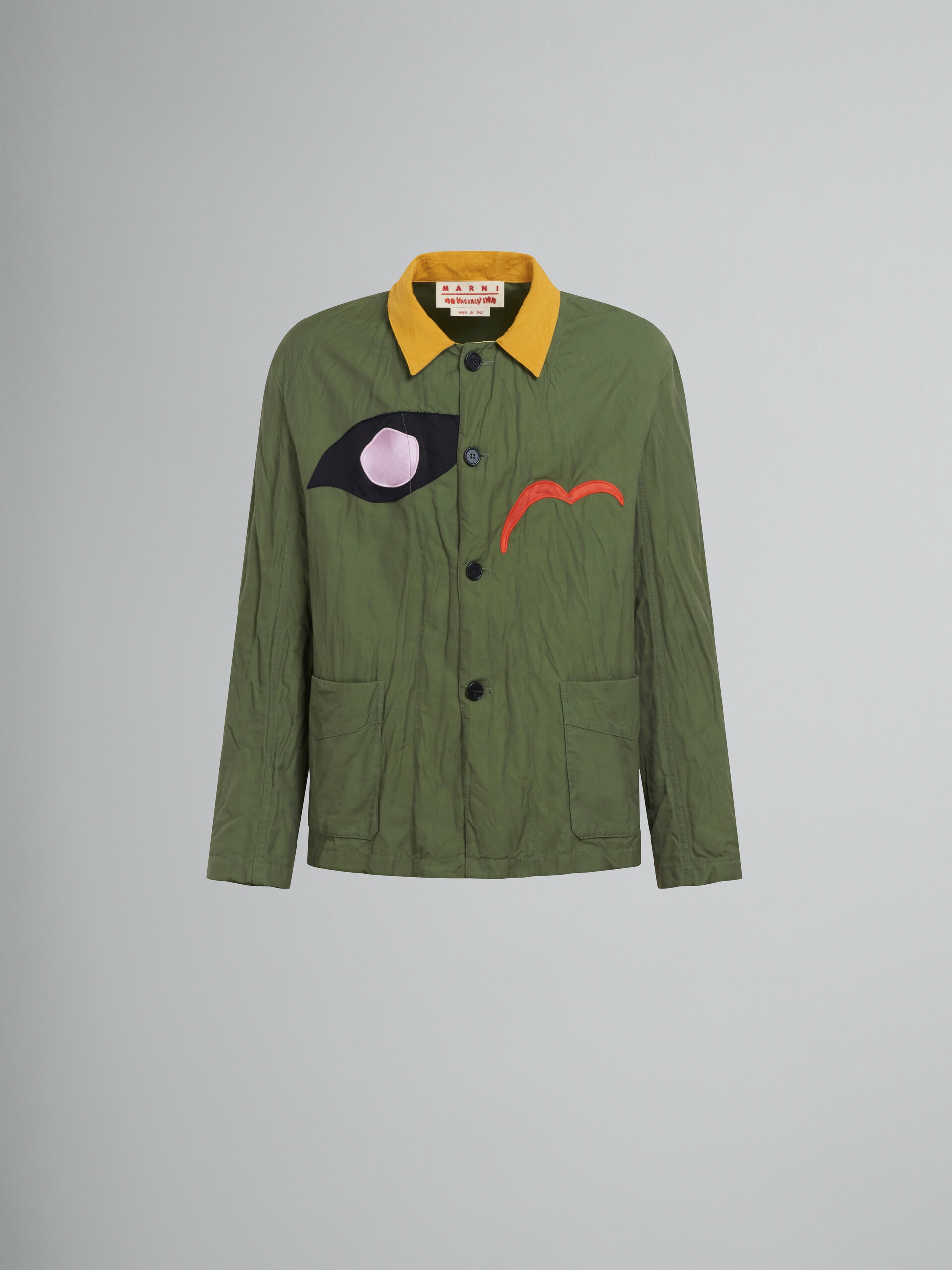 MARNI X NO VACANCY INN - GREEN GABARDINE JACKET WITH EMBROIDERED PATCHES - 1