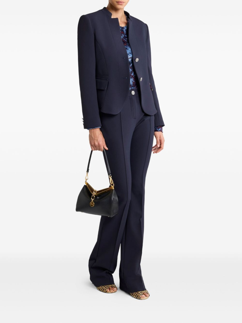 button-fastening flared trousers - 2