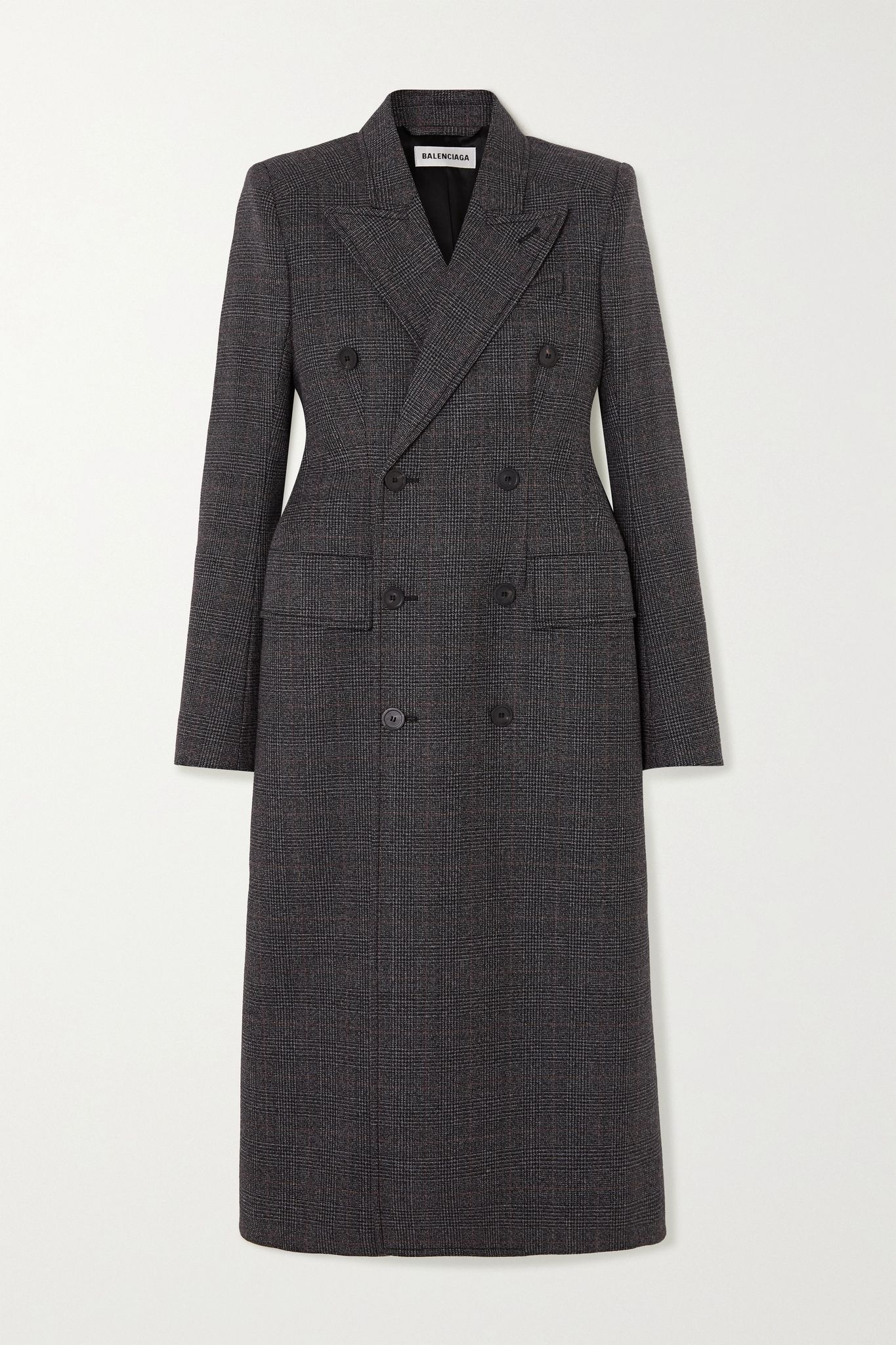 Double-breasted Prince of Wales checked wool coat - 1