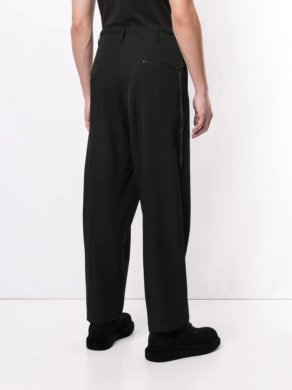 one-sided zip detail loose trousers - 5