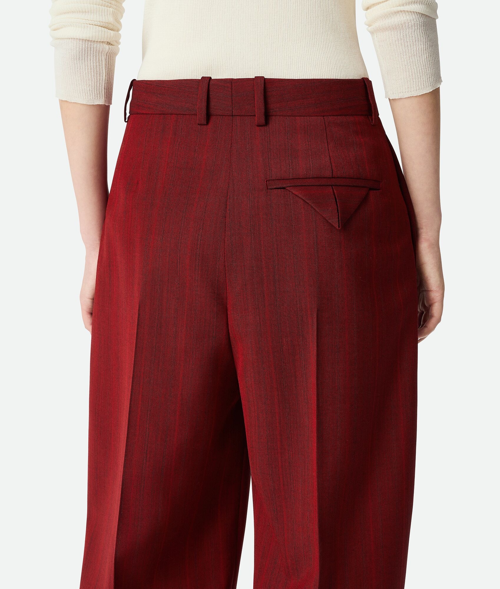 Wool Subtle Stripe Wide Trousers - 5