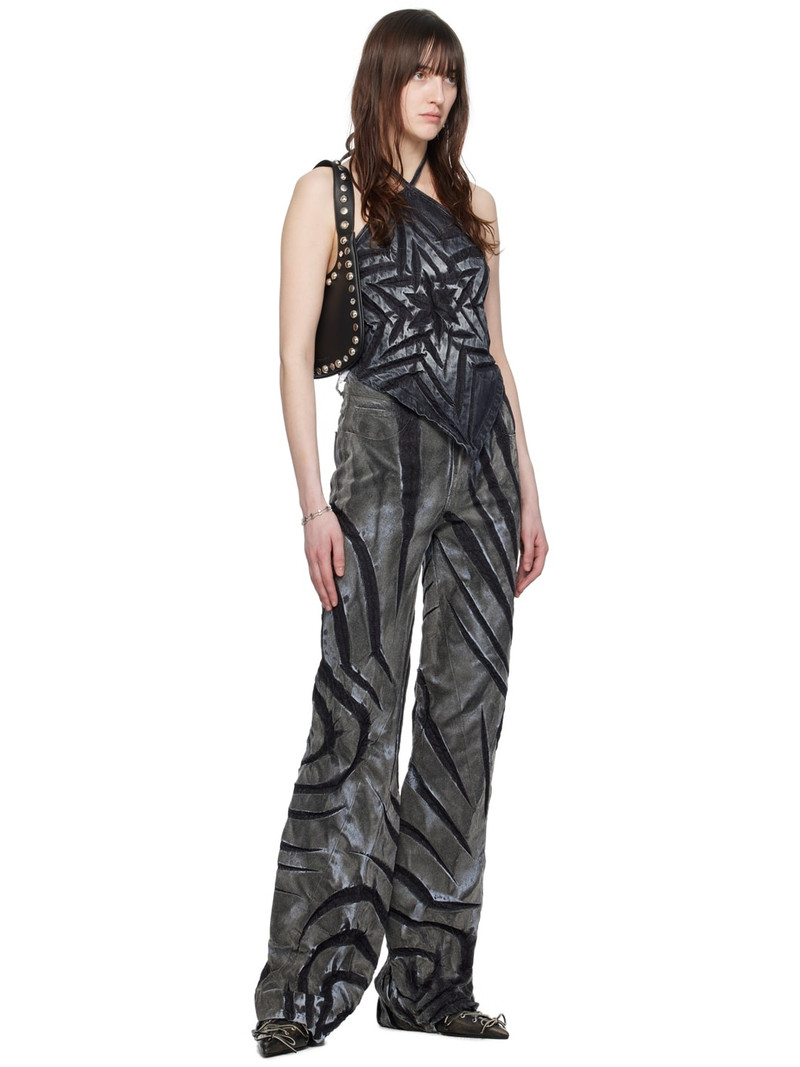 MASHA POPOVA Black & Gray Flocked Jeans outlook