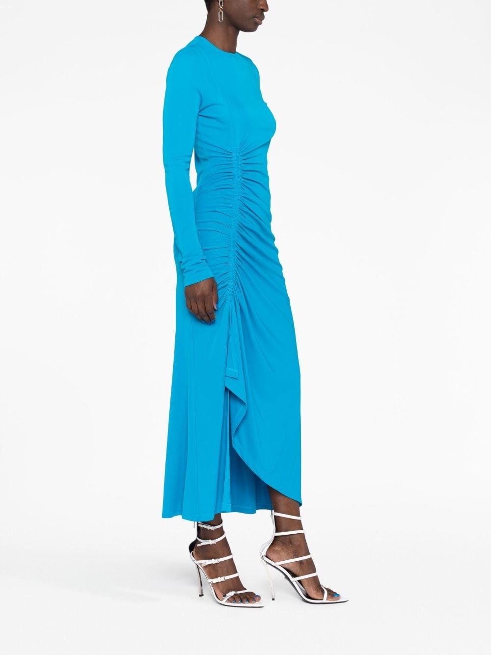 long-sleeve draped maxi dress - 6