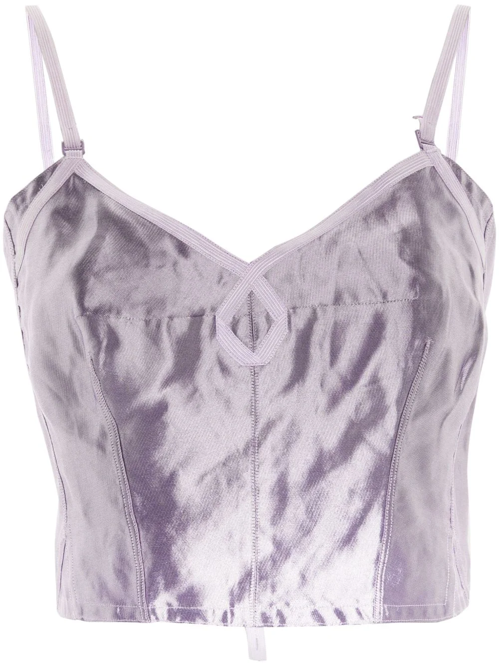 metallic-finish cropped top - 1