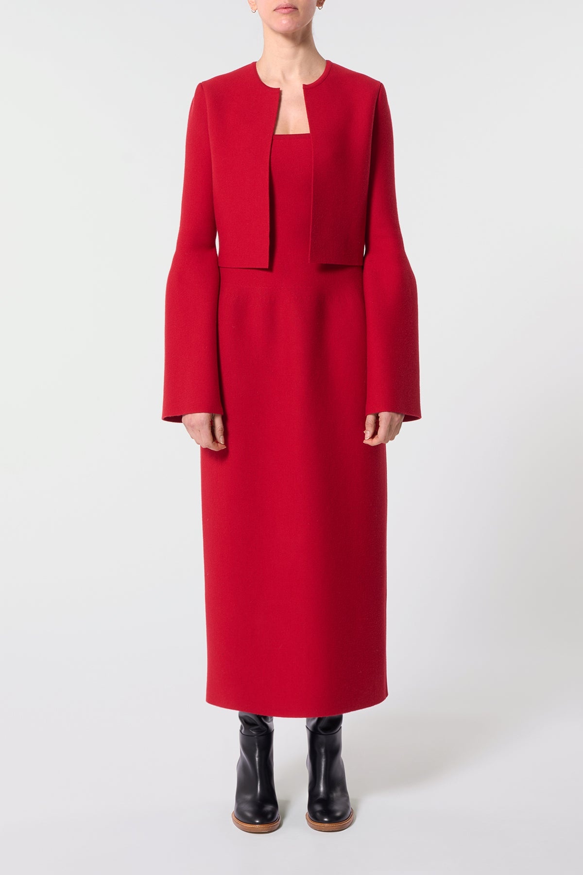 Katlin Knit Jacket in Scarlet Red Merino Wool - 2