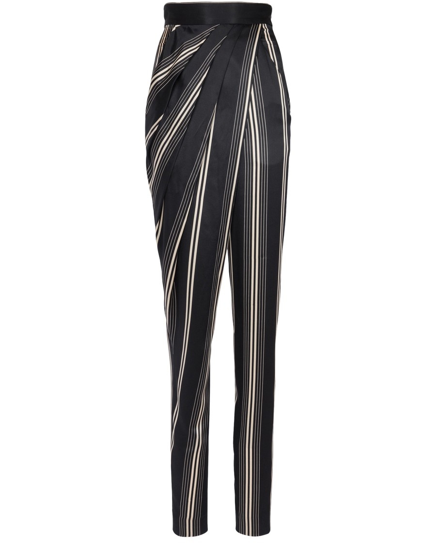 Asymmetrical draped satin pants - 1