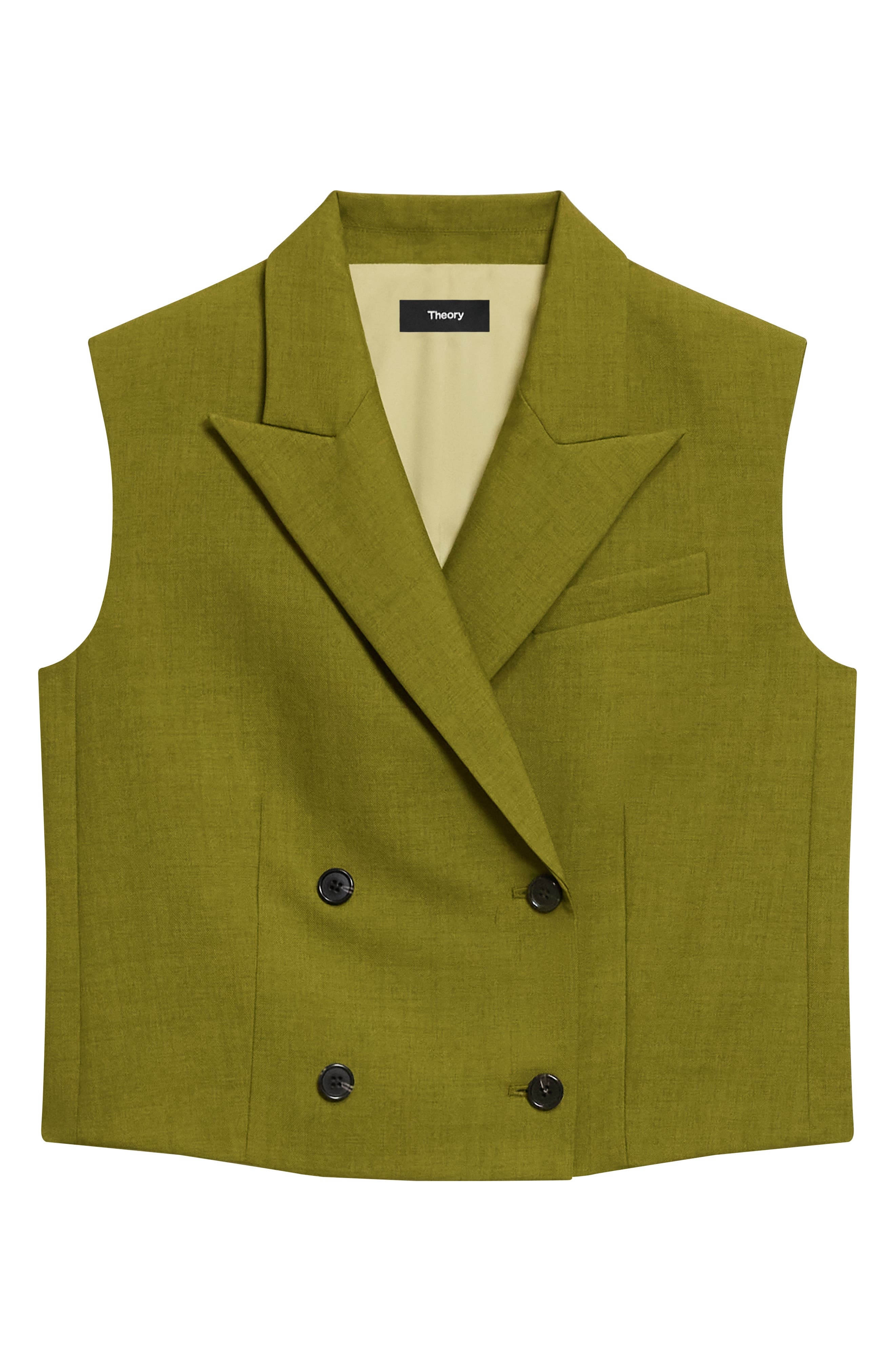Theory Double Breasted Crop Vest in Avocado at Nordstrom - 5
