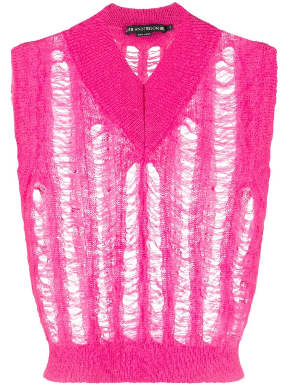 open-knit V-neck vest - 1