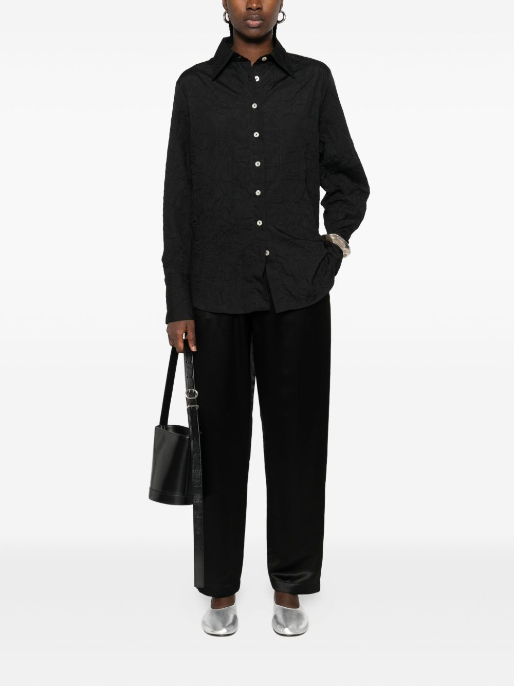 elastic-waist silk trousers - 2