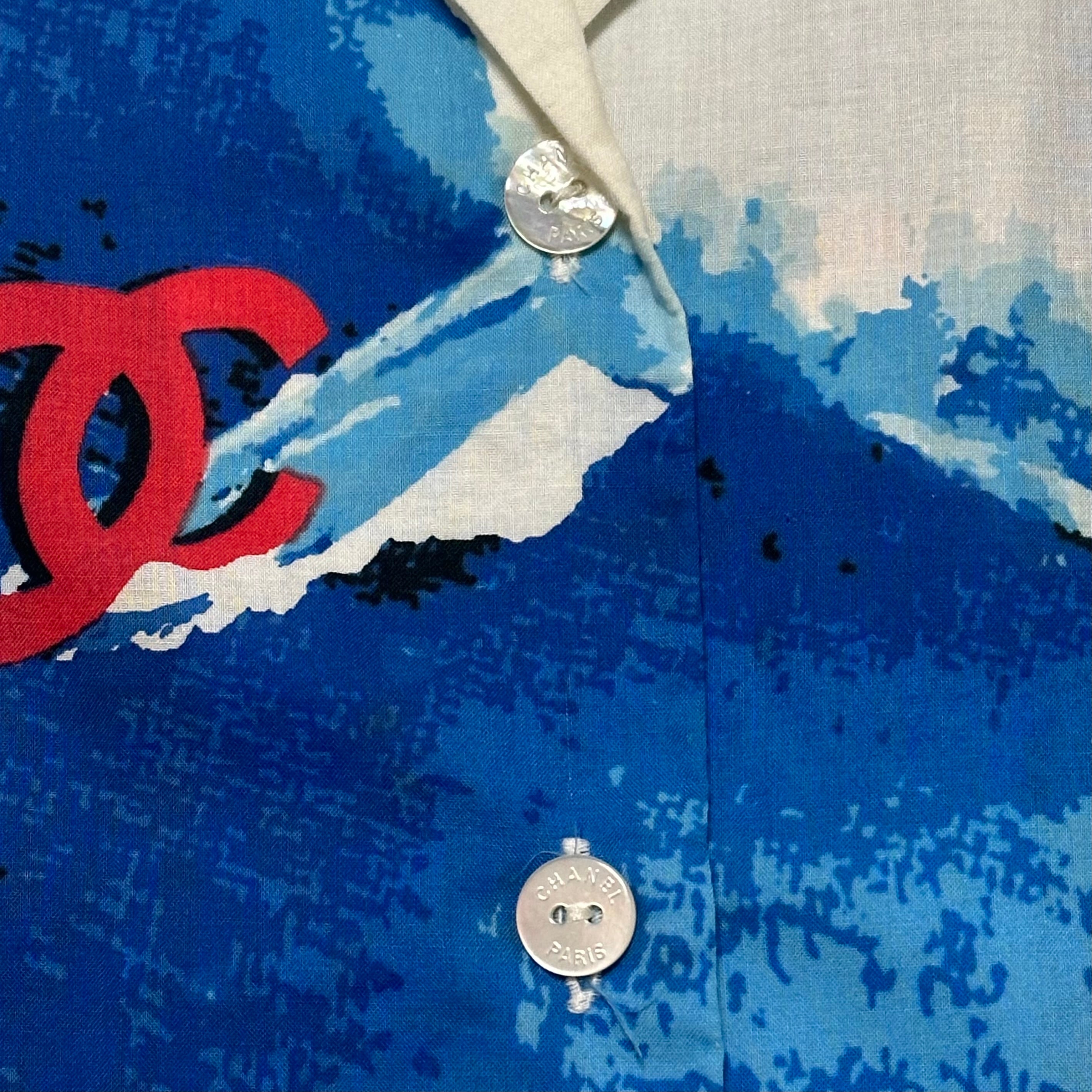CHANEL Spring Summer 2002 Surf Logo Print Aloha Shirt - 5