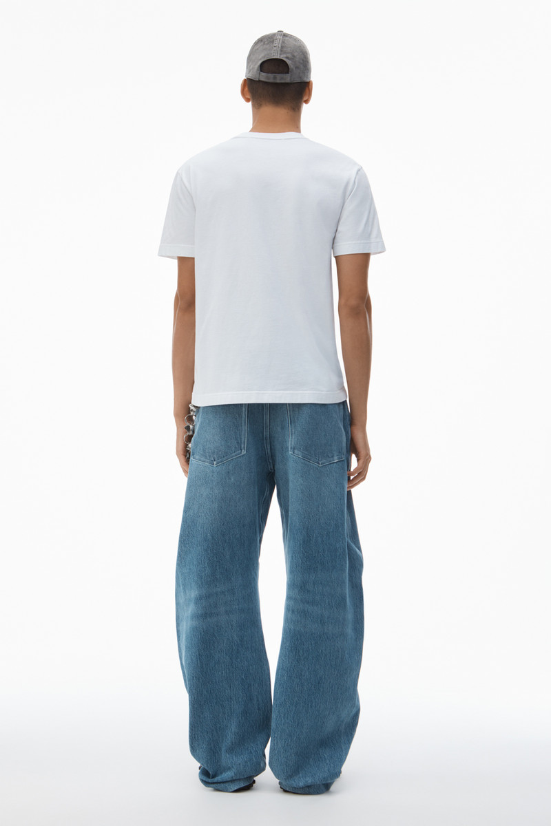 Unisex Tee with Distressed Logo in Cotton Jersey 4