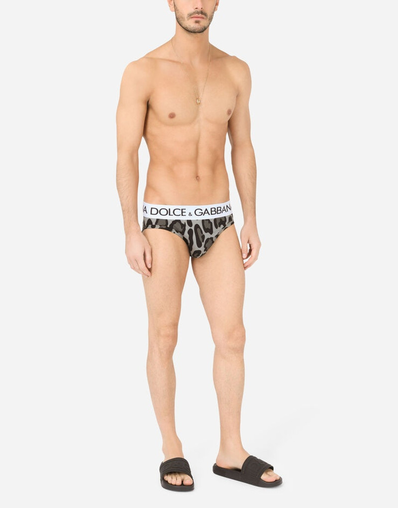 Dolce & Gabbana Two-way stretch cotton mid-rise briefs with leopard print outlook