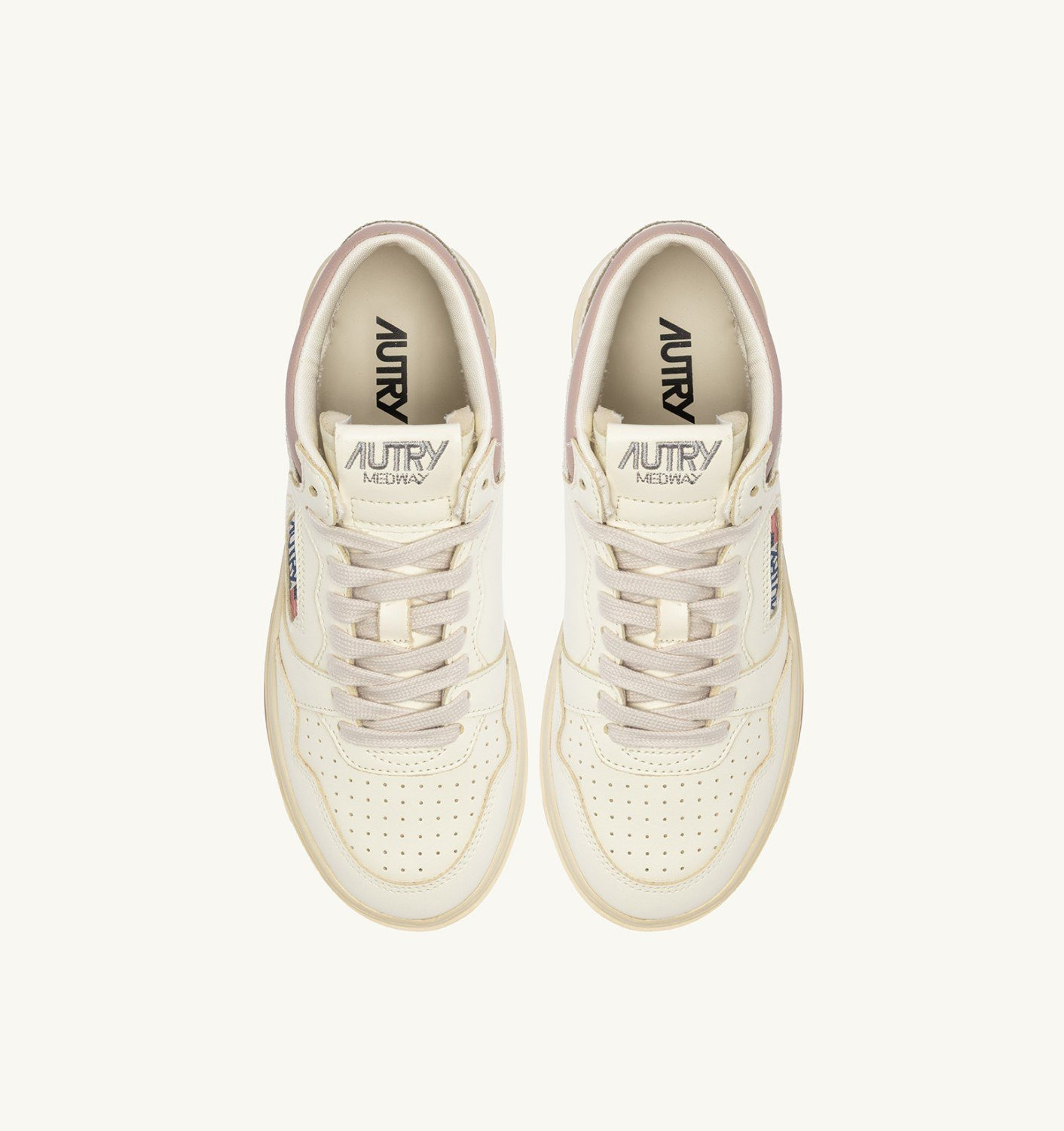 MED-WAY SNEAKERS IN LEATHER COLOR MARSHMALLOW AND ZEPHYR - 5