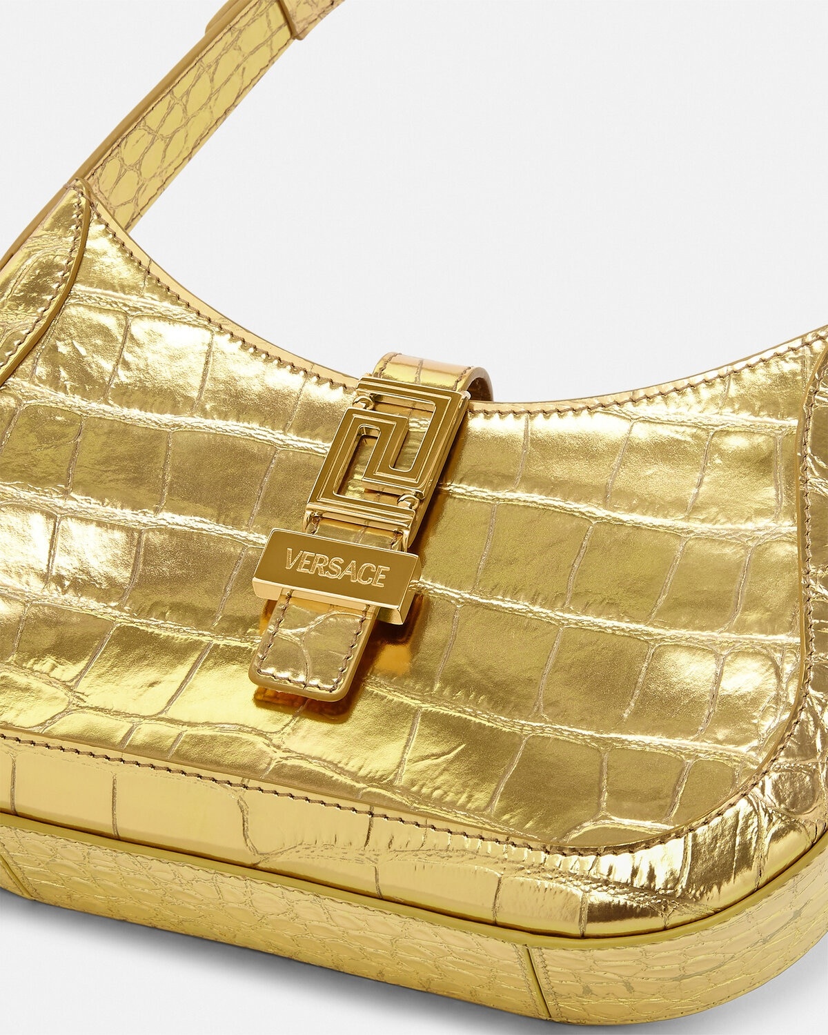 Greca Goddess Metallic Small Hobo Bag - 5