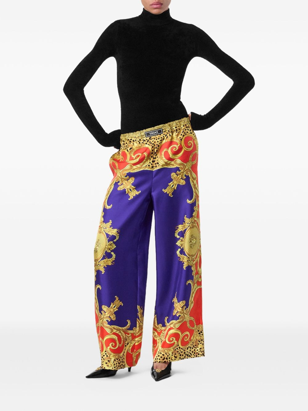 baroque-print elastic-waist trousers - 2