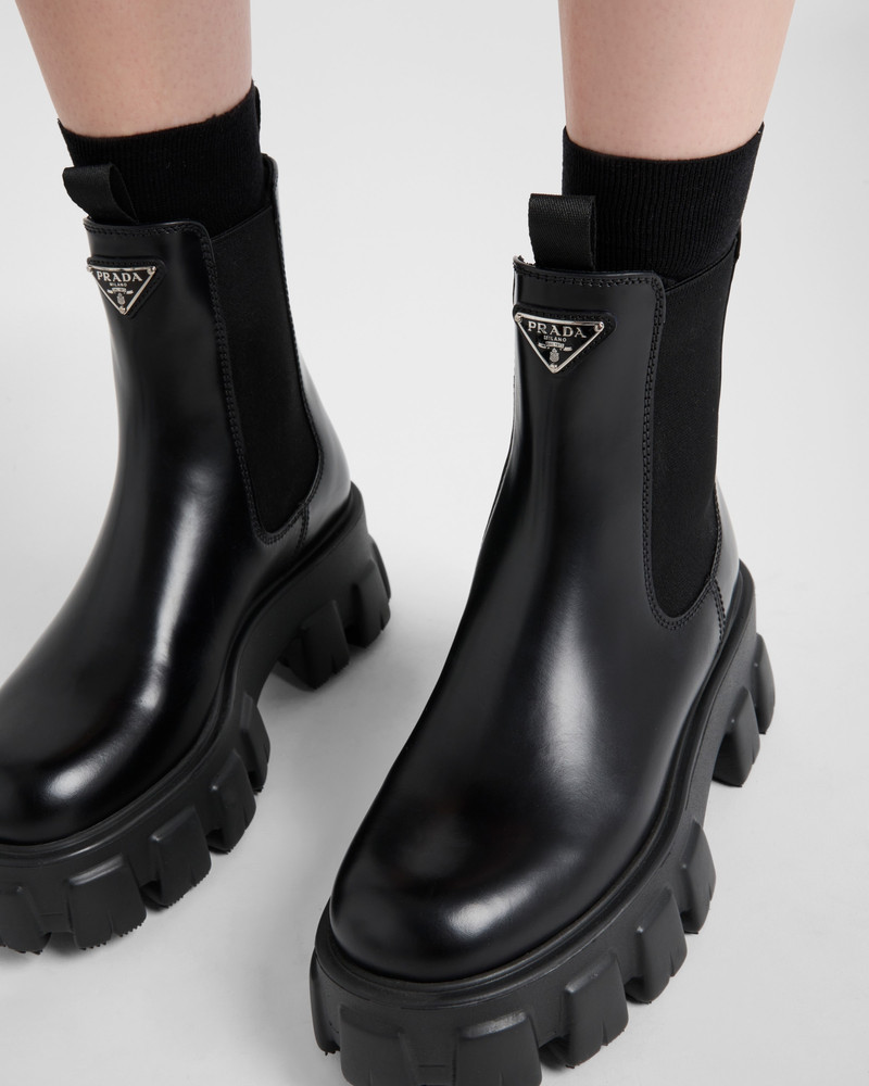 Prada Monolith brushed leather Chelsea boots outlook