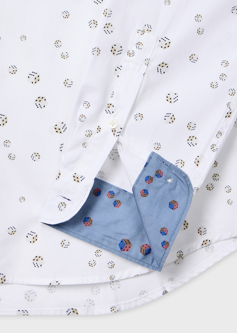 Paul Smith Tailored-Fit White 'Dice' Print Shirt outlook