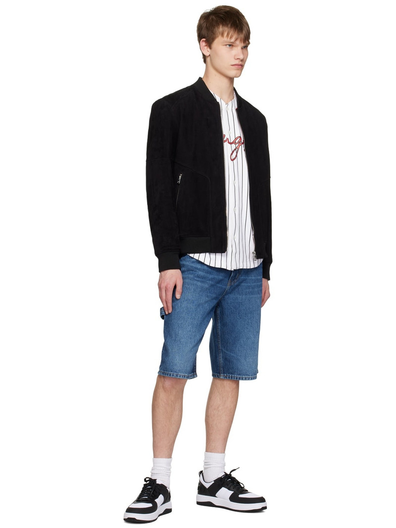 HUGO Blue Faded Denim Shorts outlook