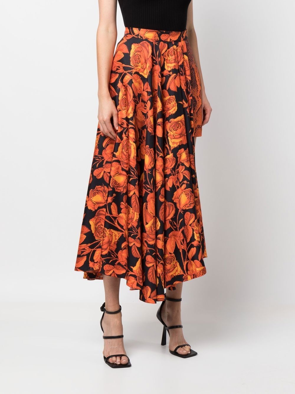mix-print silk skirt - 3