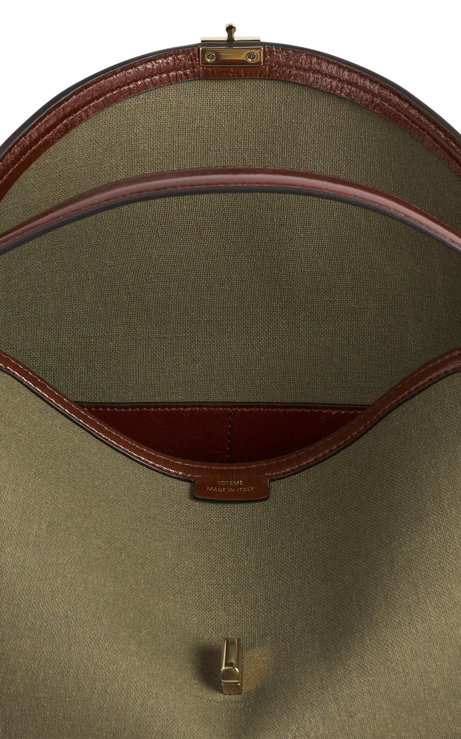T-Lock Leather-Trimmed Canvas Top Handle Bag green - 5
