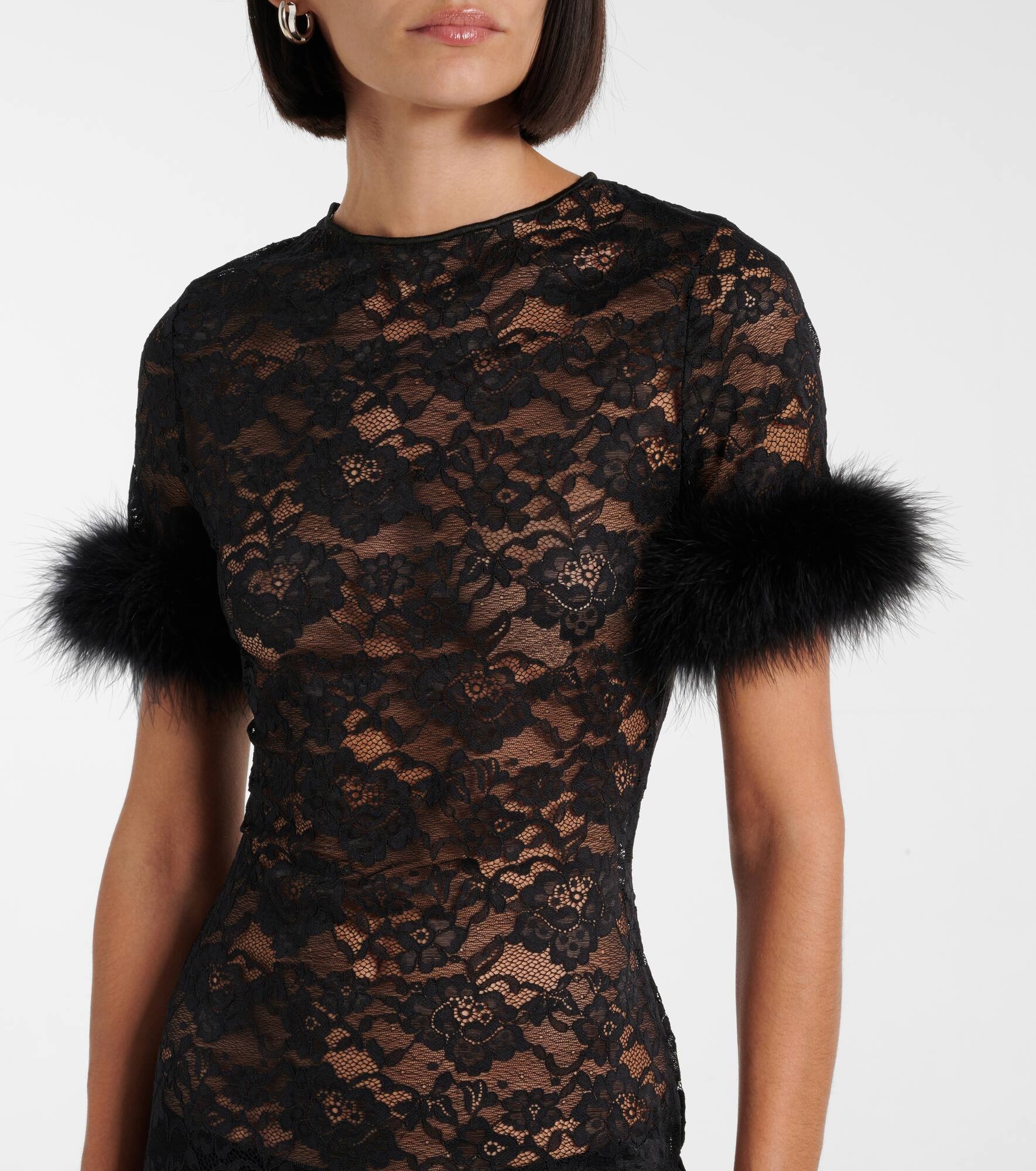 O-Lover feather-trimmed minidress - 4