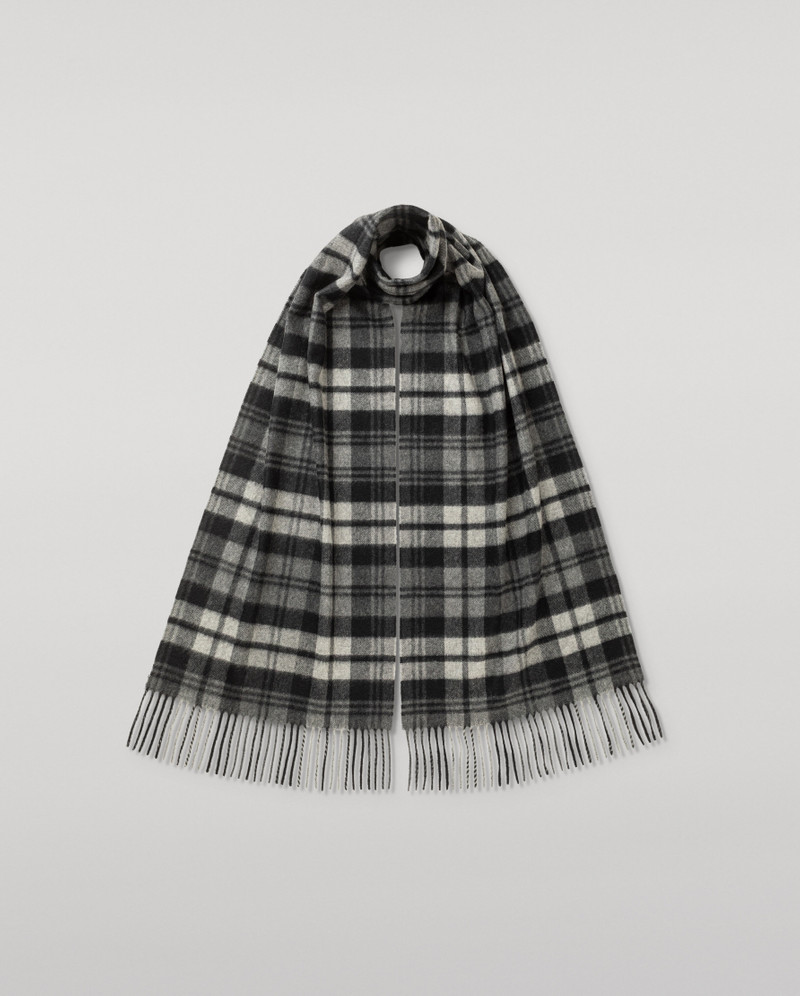Wide Grey Dress Stewart Tartan Cashmere Scarf 1