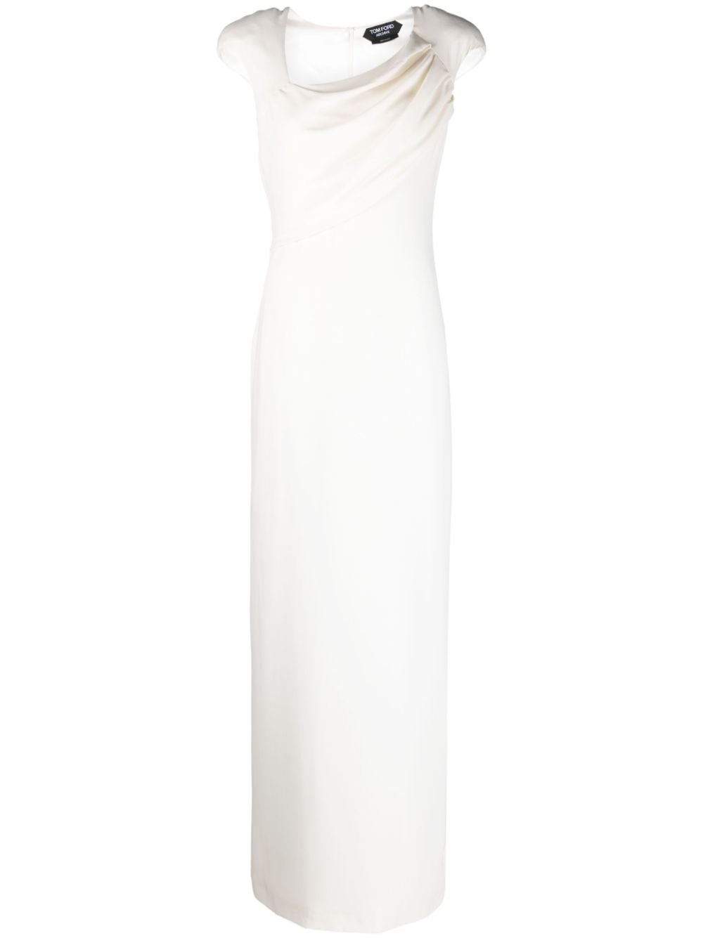 asymmetric-neck silk dress - 1