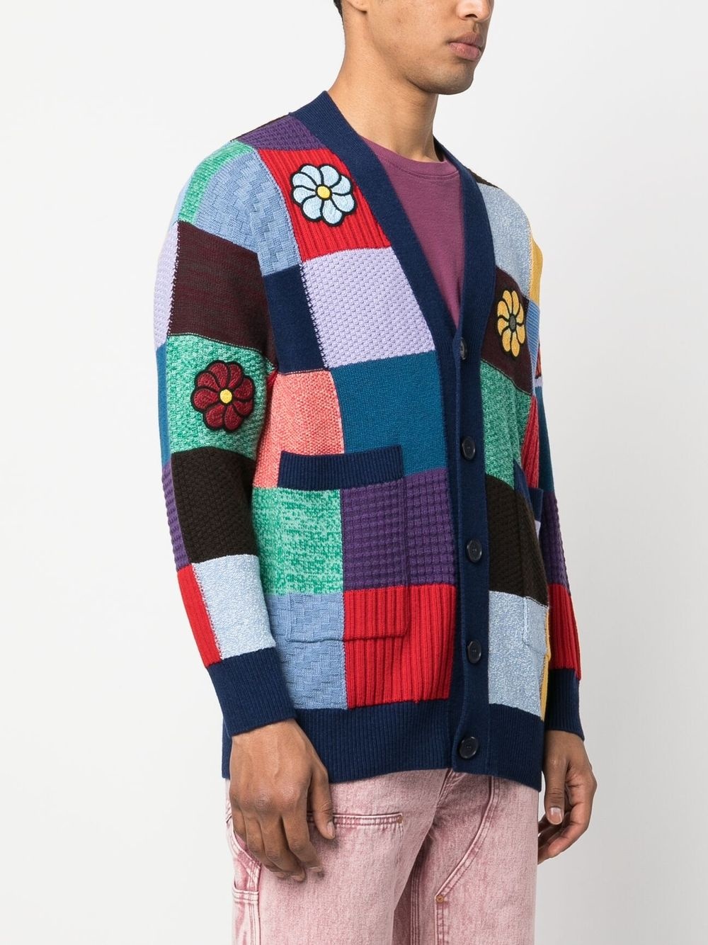 patchwork-design crochet cardigan - 4