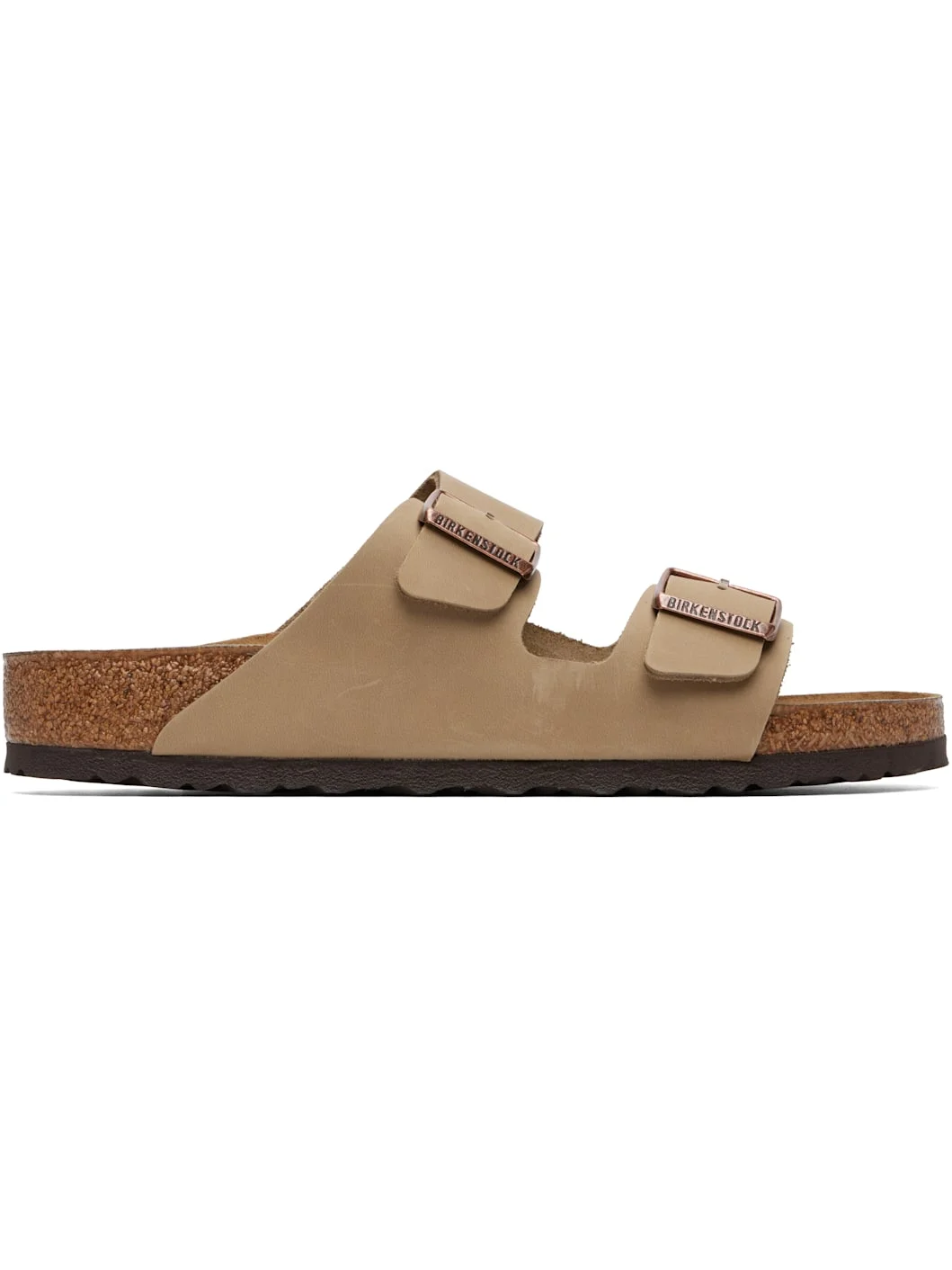 Beige Regular Arizona Oiled Leather Sandals - 1