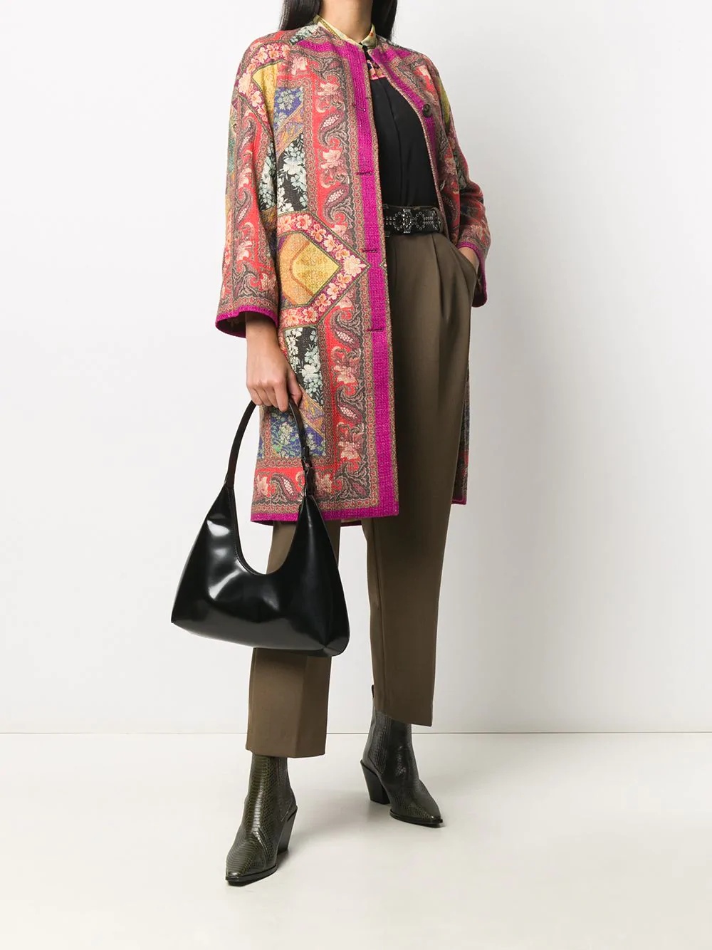 patchwork print tweed coat - 2