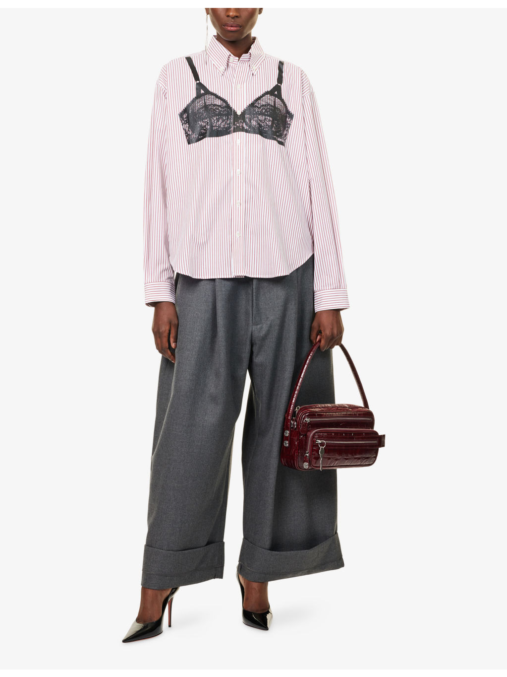 Trompe L'Oeil Striped Cotton-Poplin Shirt - 2