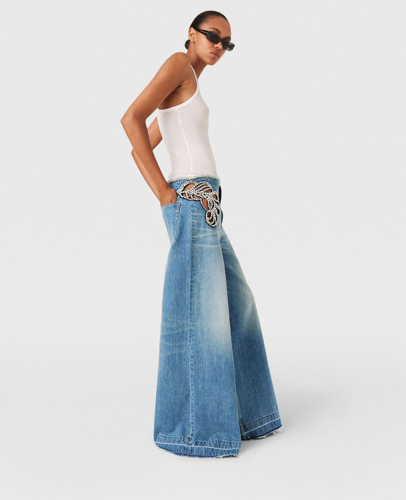 Stella McCartney Diamanté Swirl Mid-Rise Wide Leg Jeans outlook