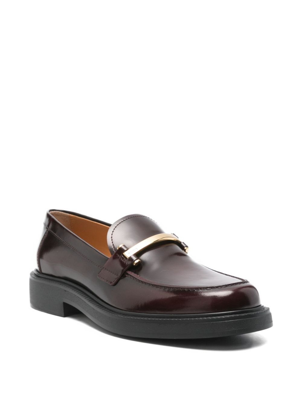 leather metallic-bar loafers - 2