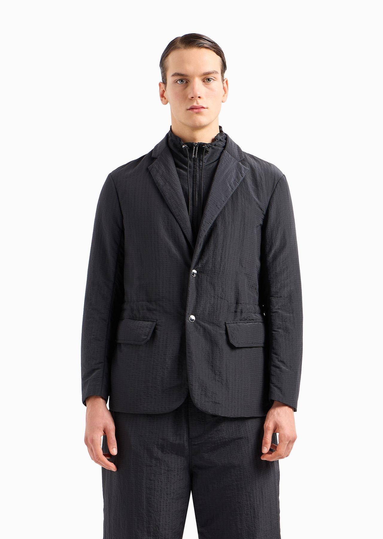 EMPORIO ARMANI Single-breasted jacket with full-zip detachable