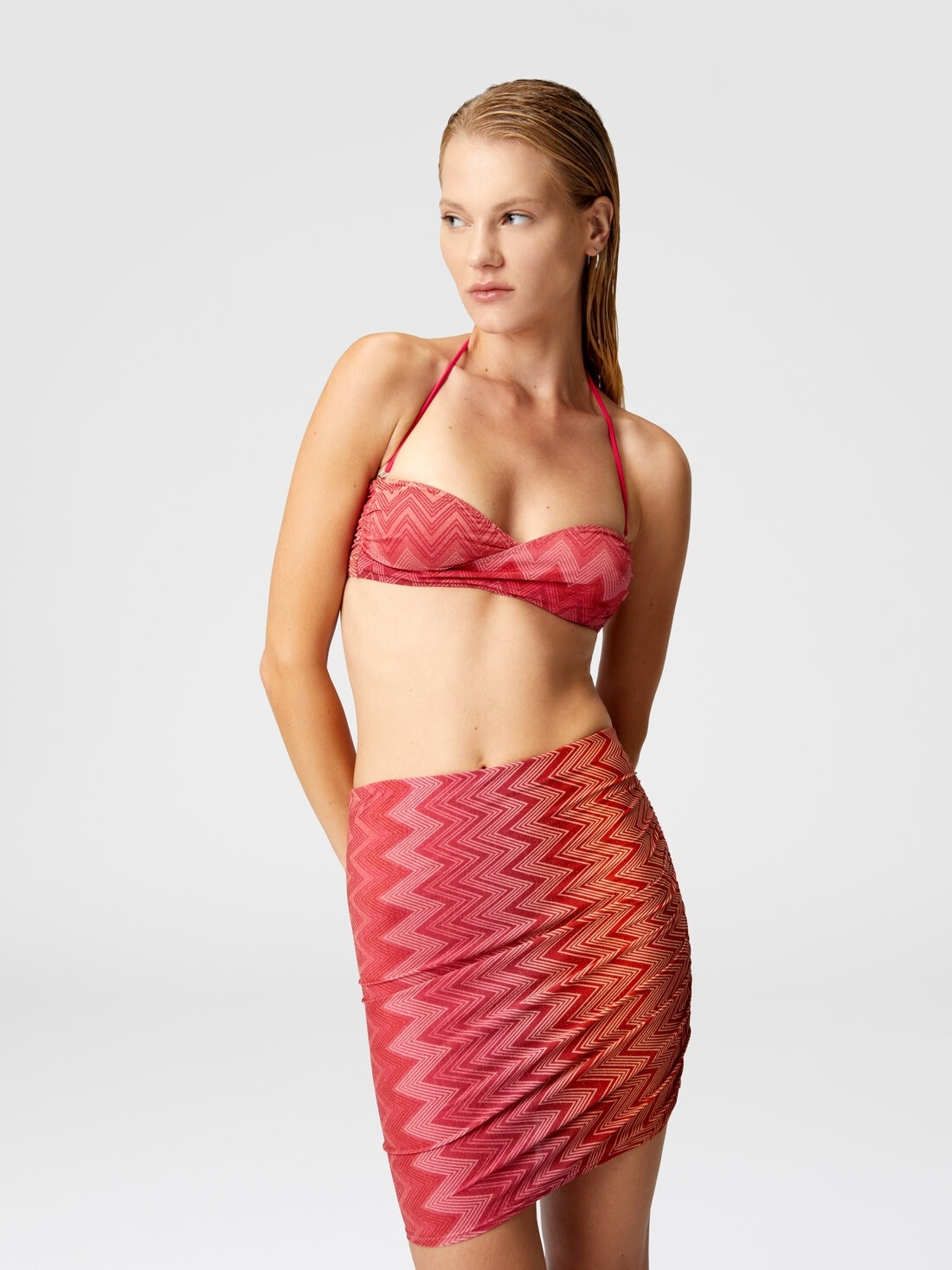 Minskirt cover-up in stretch nylon zig zag lamé - 4
