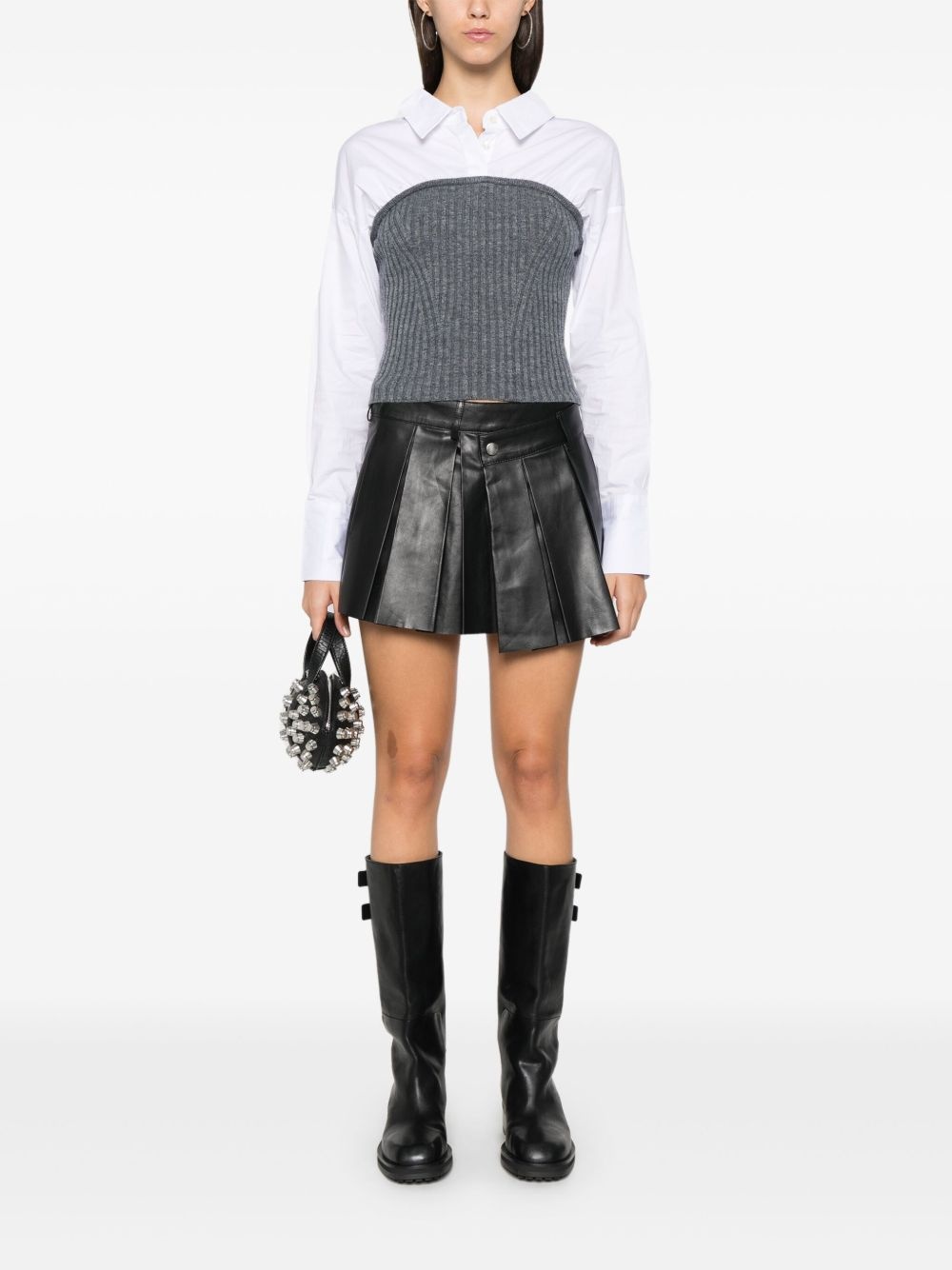 pleated leather miniskirt - 2