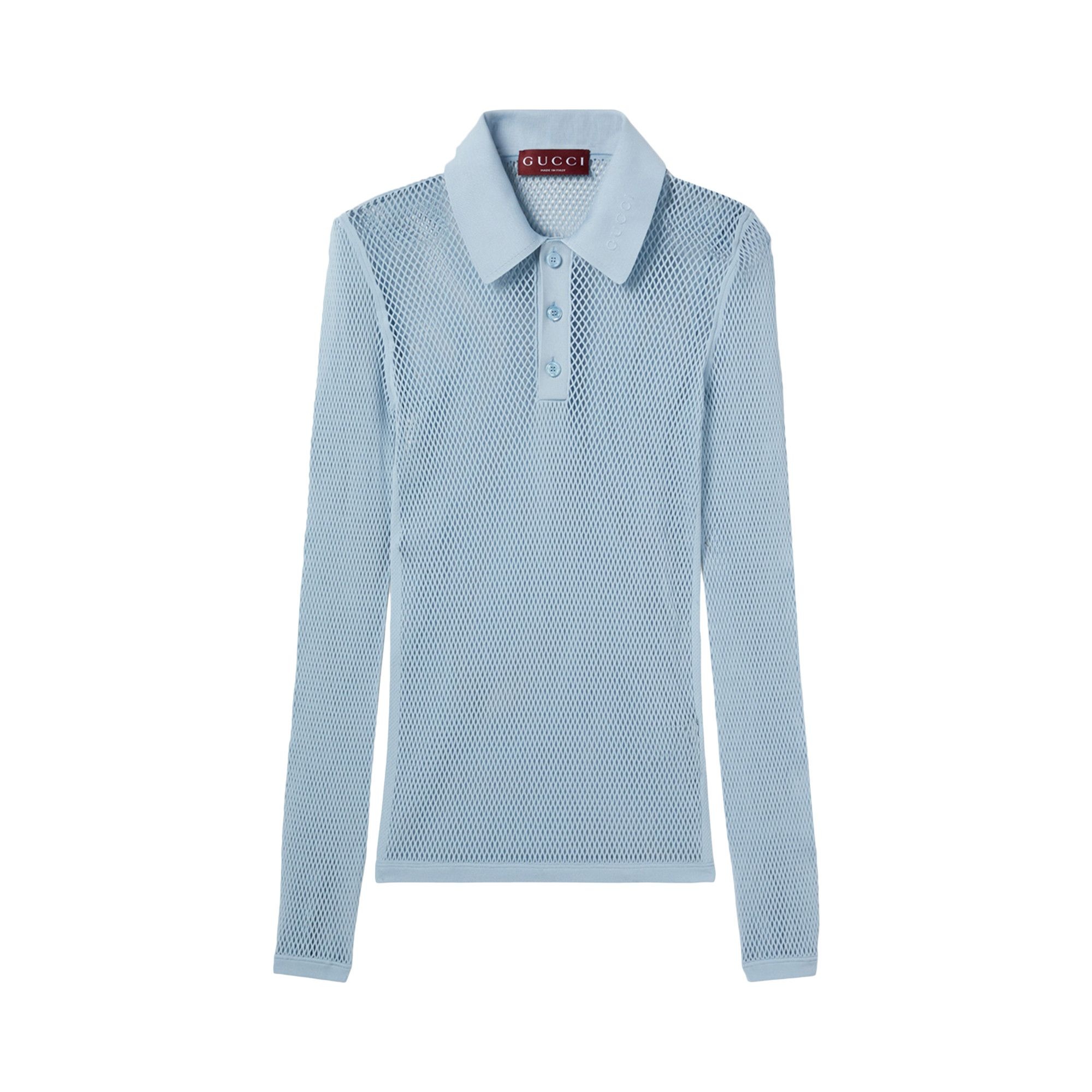 Gucci Embossed Technical Mesh Polo Top 'Petroleum Blue' - 1