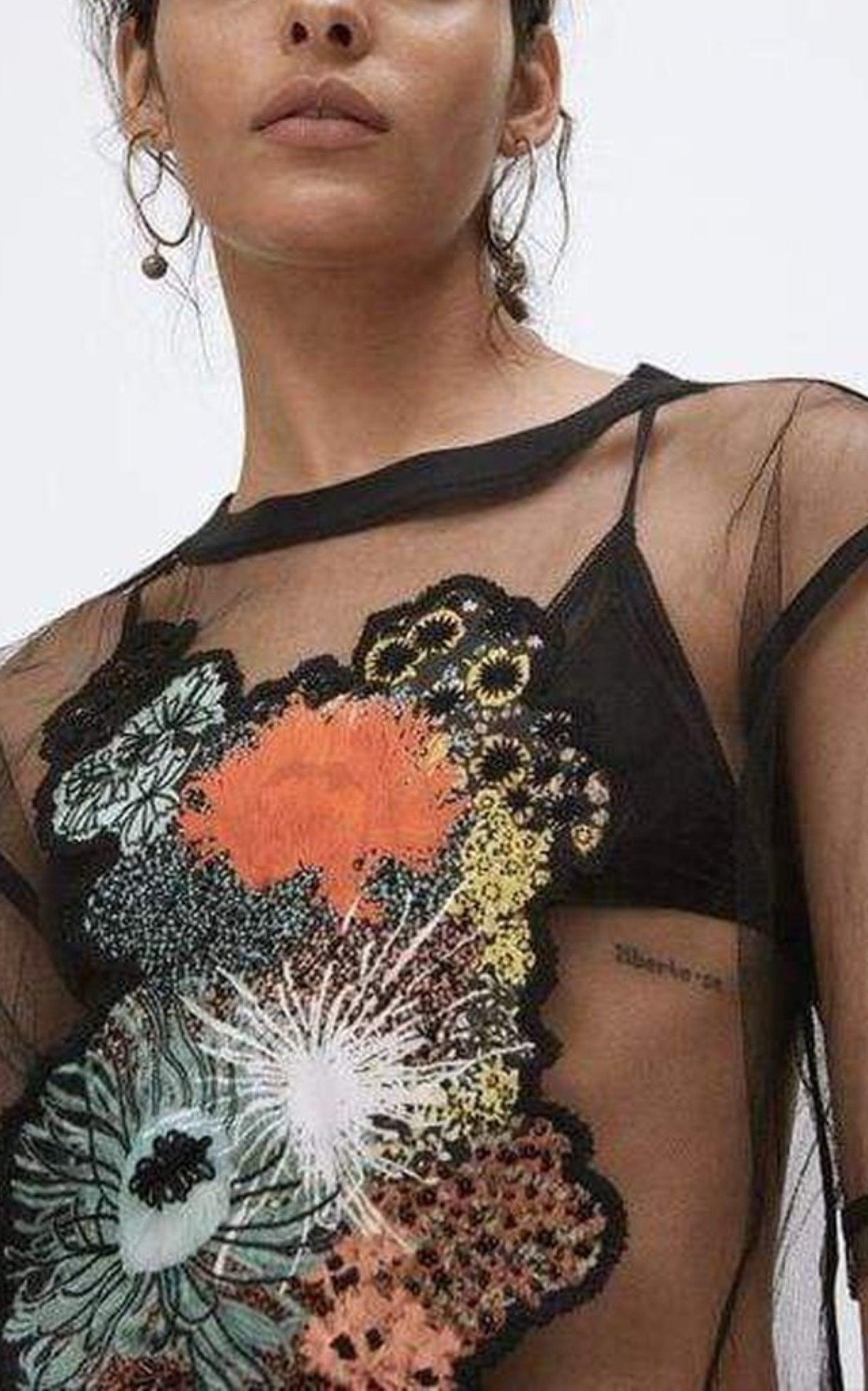 Black Mesh Sheer Shirt - 3
