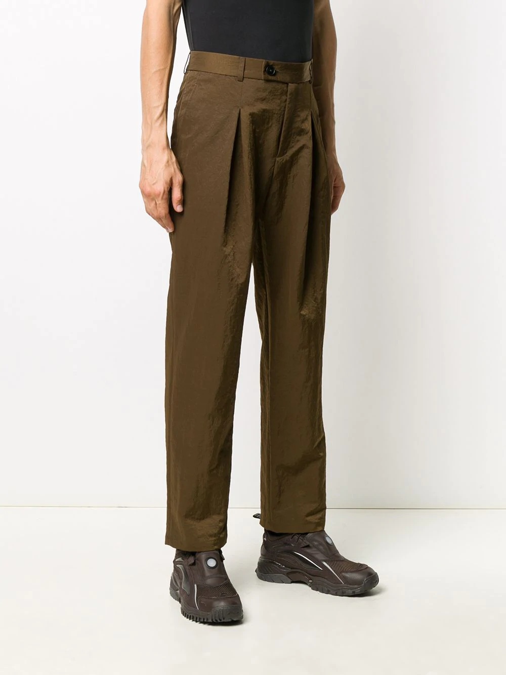 pleated straight-leg trousers - 3